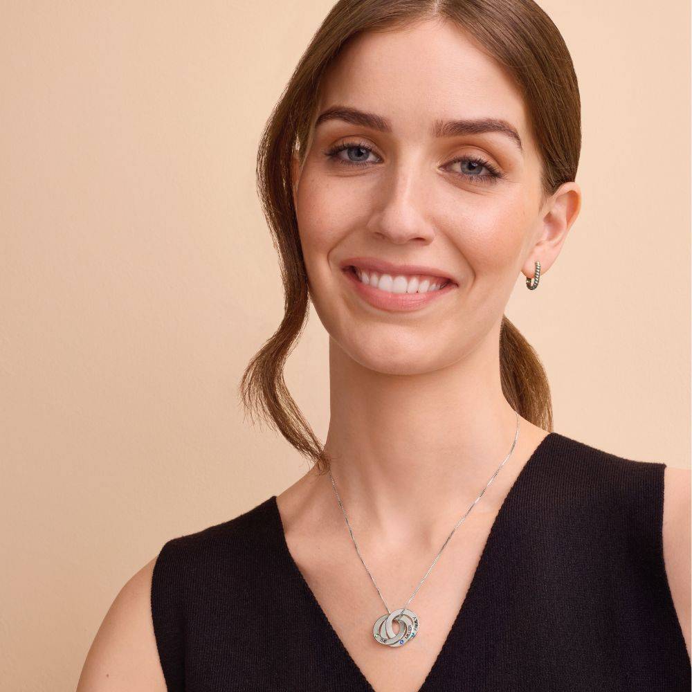 Russian Ring Necklace with Birthstones in 10K Solid White Gold - Image 3