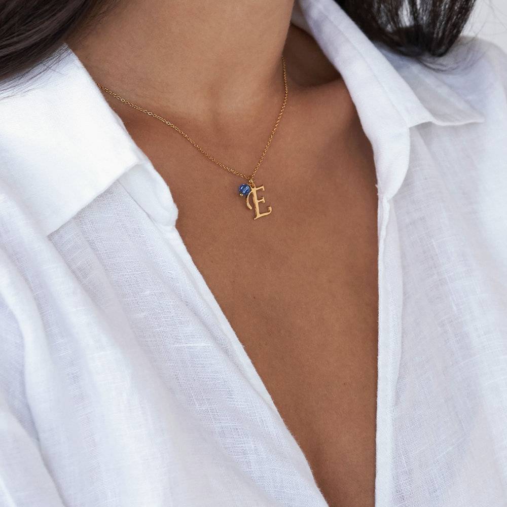Initial Necklace with Birthstone in Gold Plating - Image 2