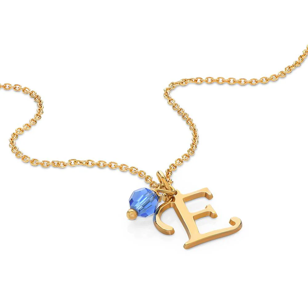 Initial Necklace with Birthstone in Gold Plating - Image 3