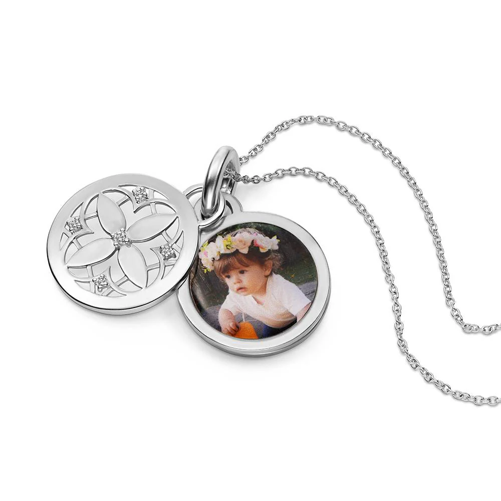 Floret Photo Pendant Necklace in Silver - Image 3