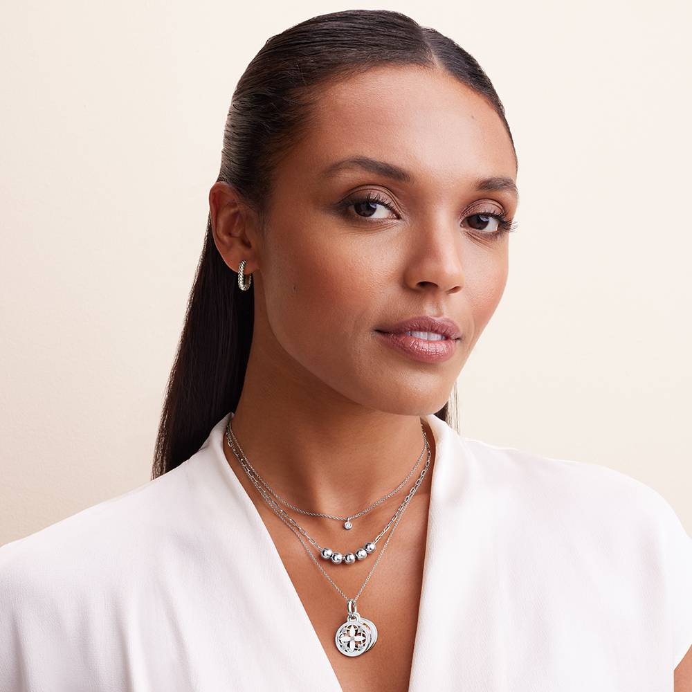 Floret Photo Pendant Necklace with 0.15CT Diamonds in Silver - Image 6