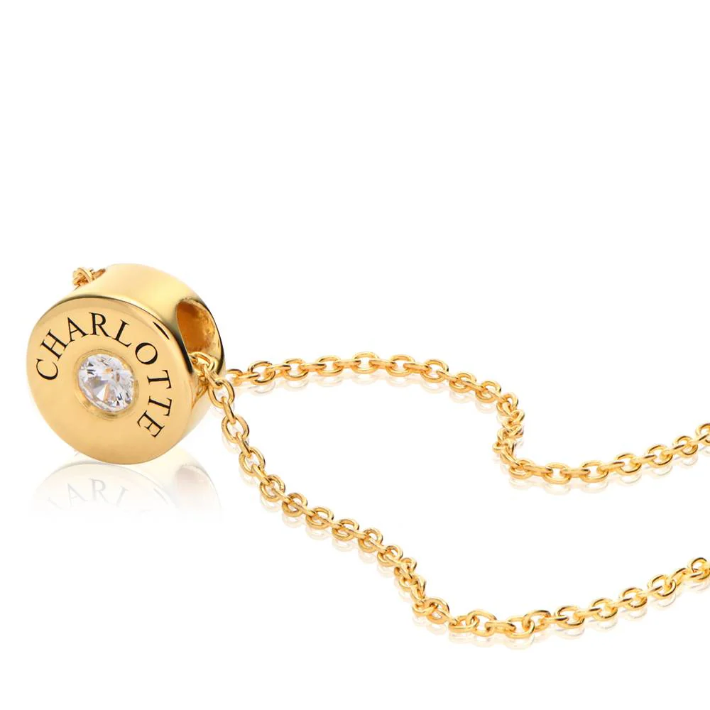 Nova Birthstone Necklace with Engraved Names in Gold Plating - Image 3