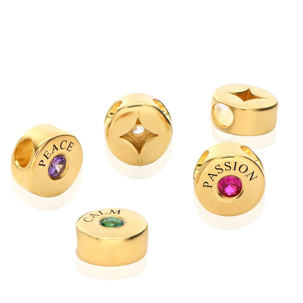 Nova Birthstone Necklace with Engraved Names in Gold Plating - Image 4