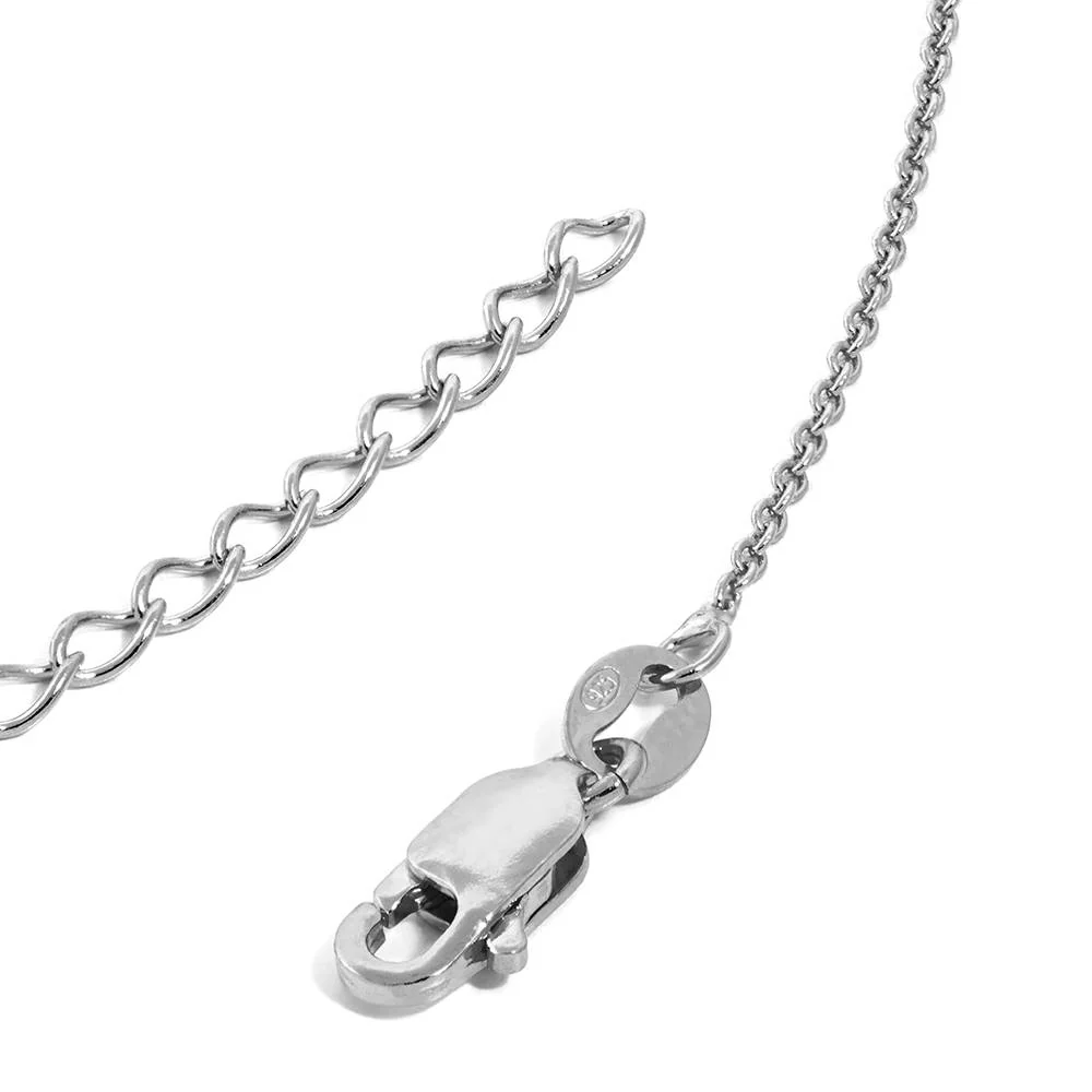 Engraved Vertical Bar Necklace with Birthstones in Silver - Image 5