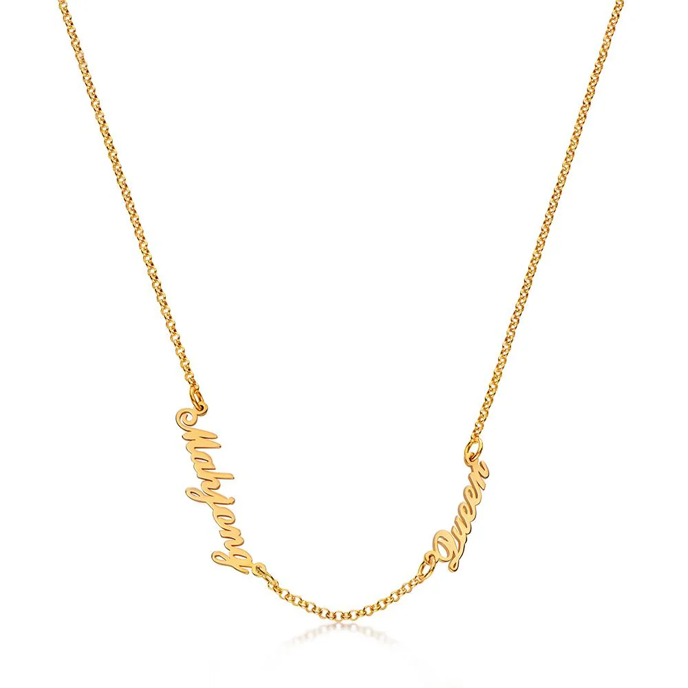Mahjong Queen Name Necklace in Gold Vermeil