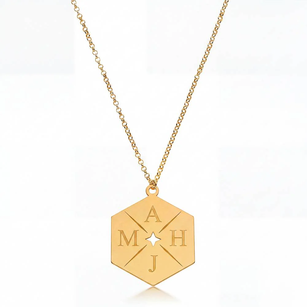 MAJH Initial Necklace in Gold Plating