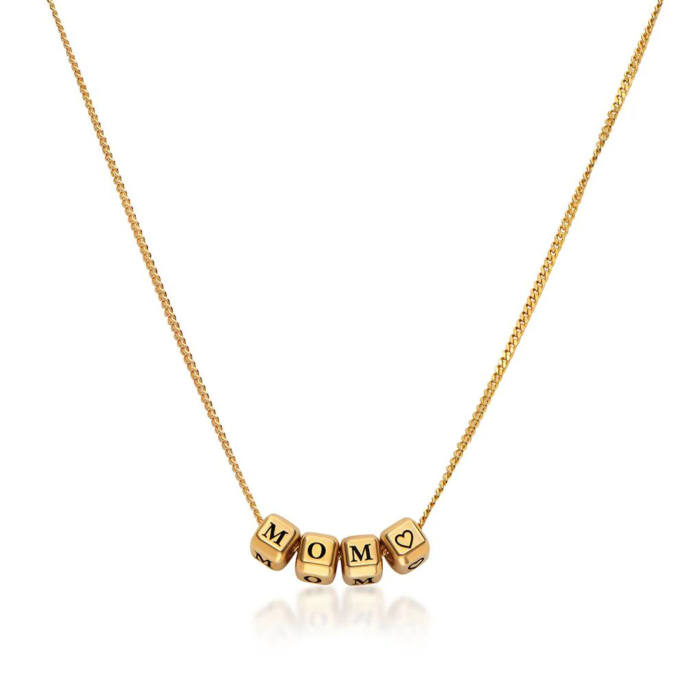 Little Loves Initial Cube Necklace in Gold Plating