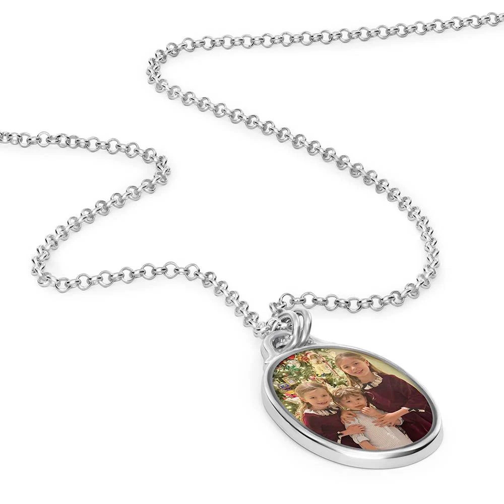 The Keepsake Oval Photo Necklace in Silver - Image 3