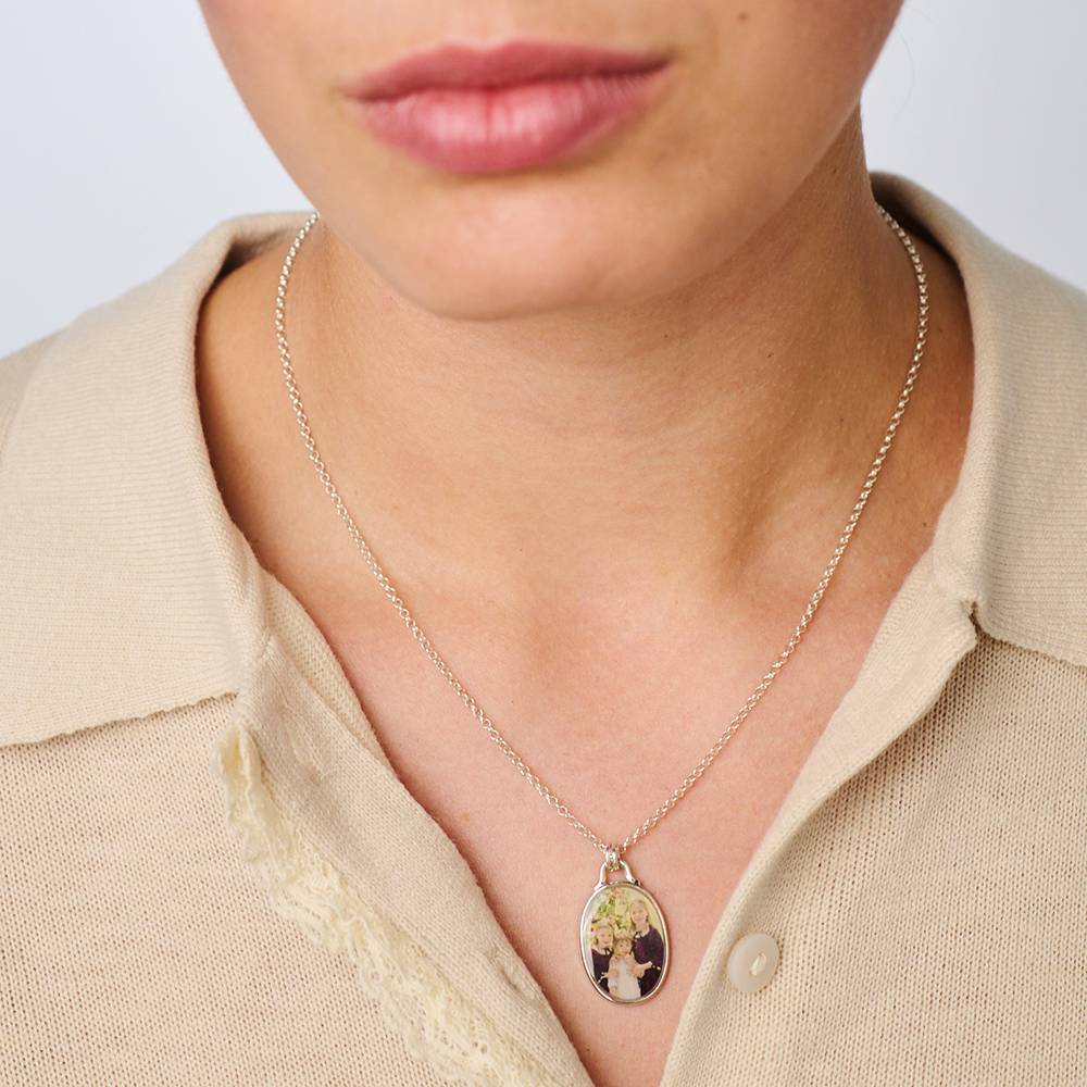 The Keepsake Oval Photo Necklace in Silver - Image 4