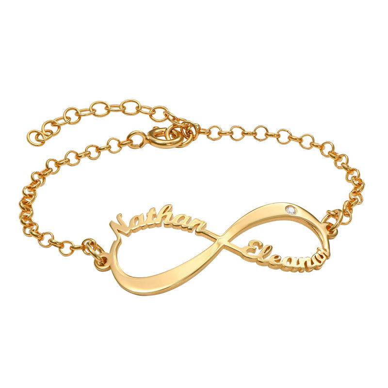 Personalized Infinity Name Bracelet with Diamond in Gold Plating
