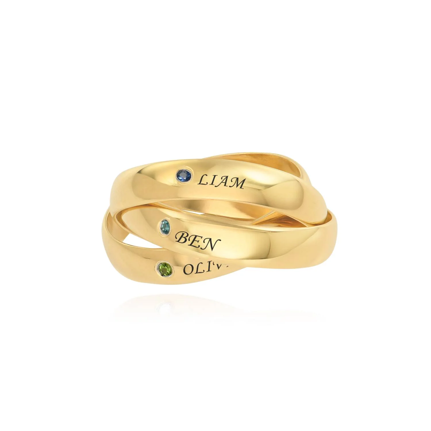 Charlize Russian Ring with Birthstones in Gold Plating