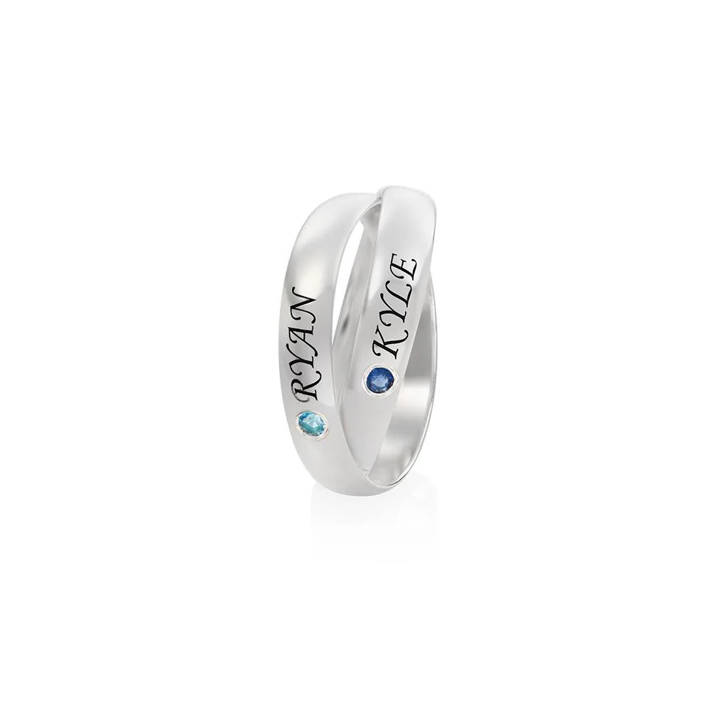 2 Charlize Russian Rings with Birthstone in Silver - Image 2