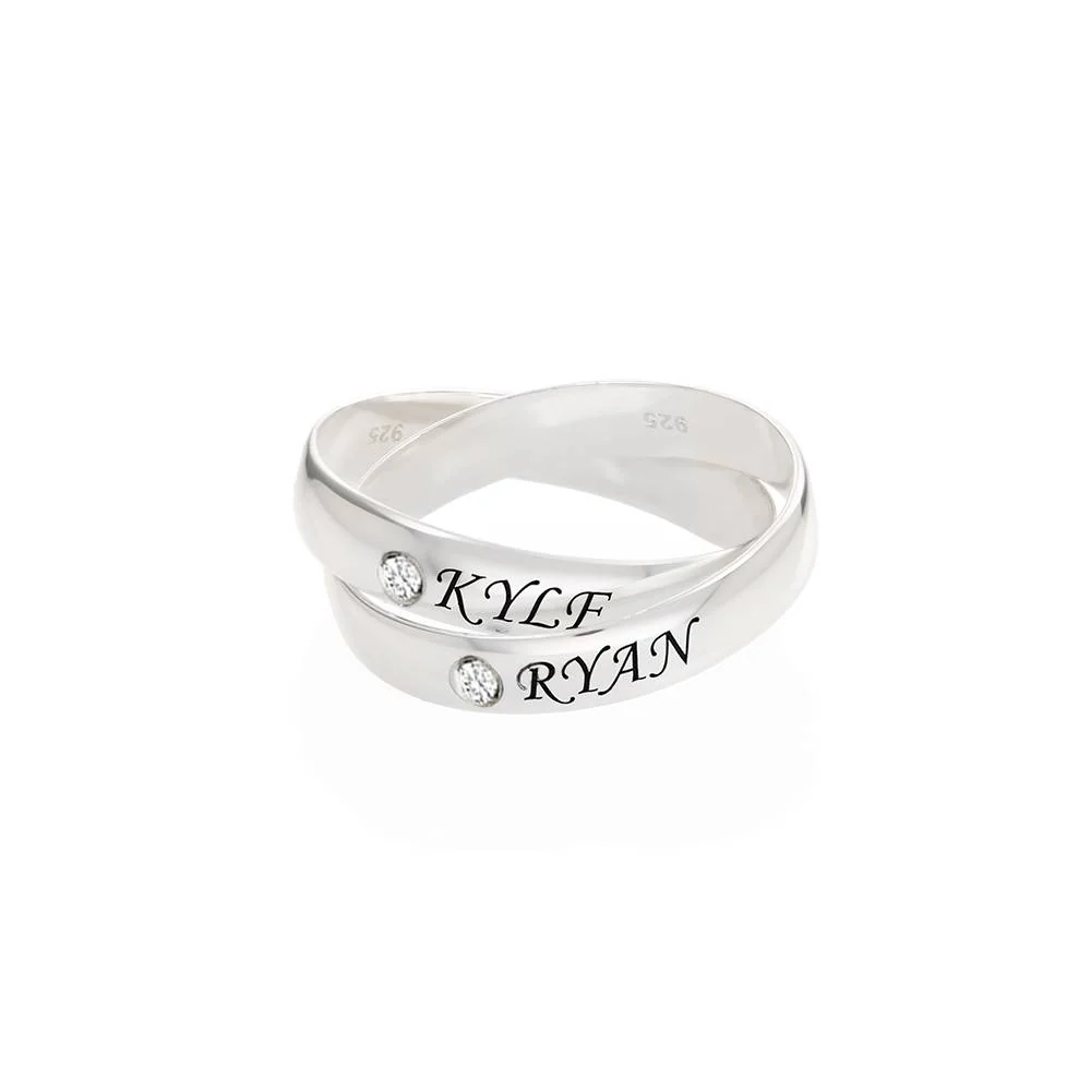 2 Charlize Russian Rings with Diamond in Silver