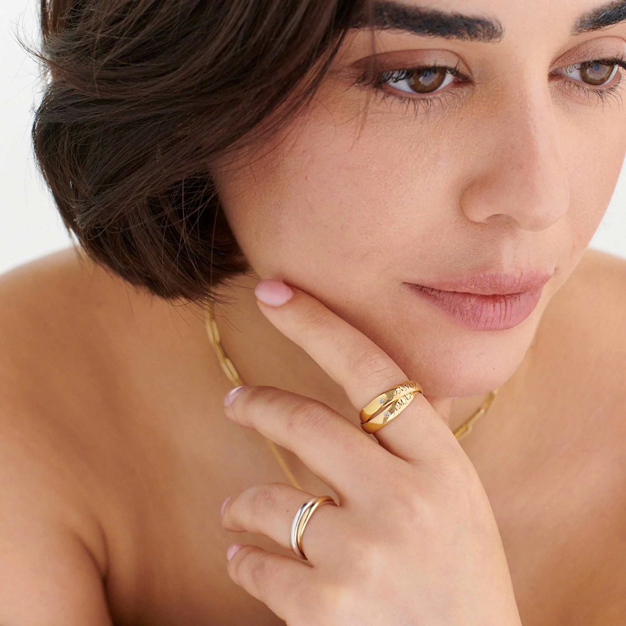 2 Charlize Russian Rings with Diamond in Gold Plating - Image 3