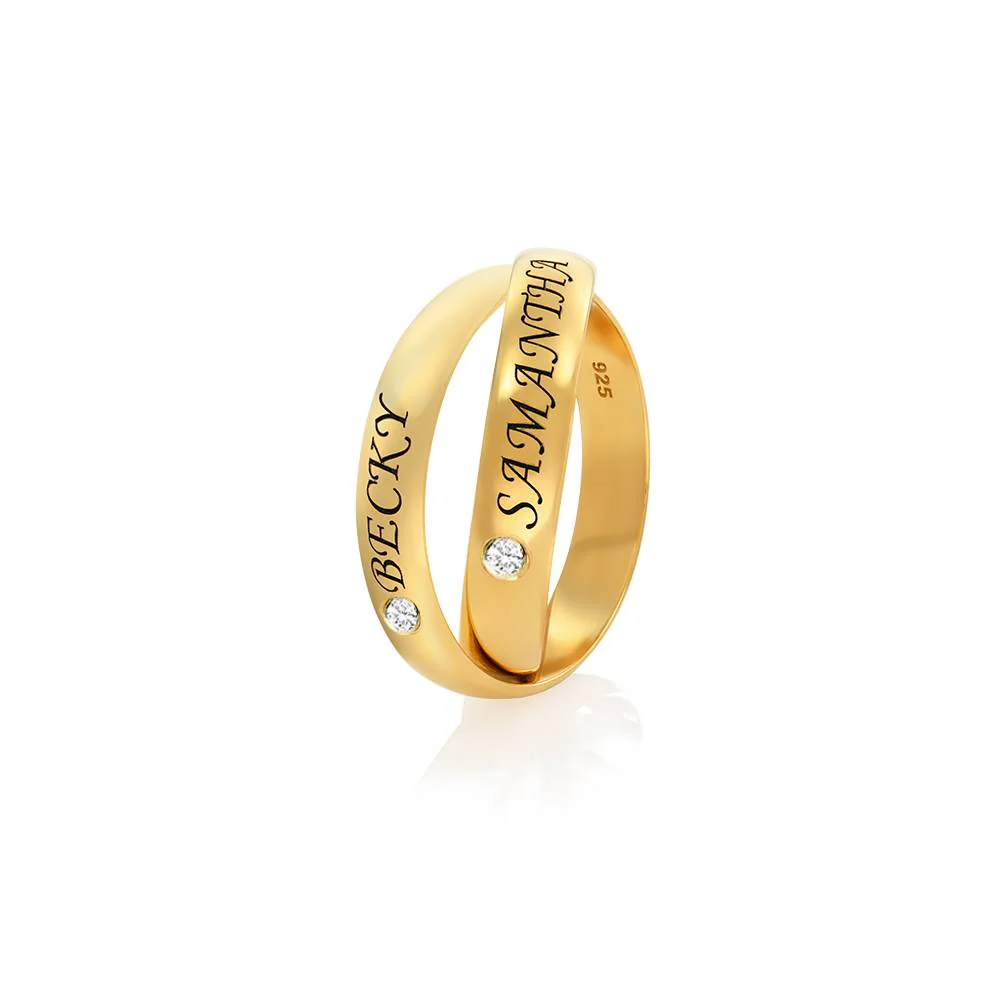 2 Charlize Russian Rings with Diamond in Gold Plating - Image 4