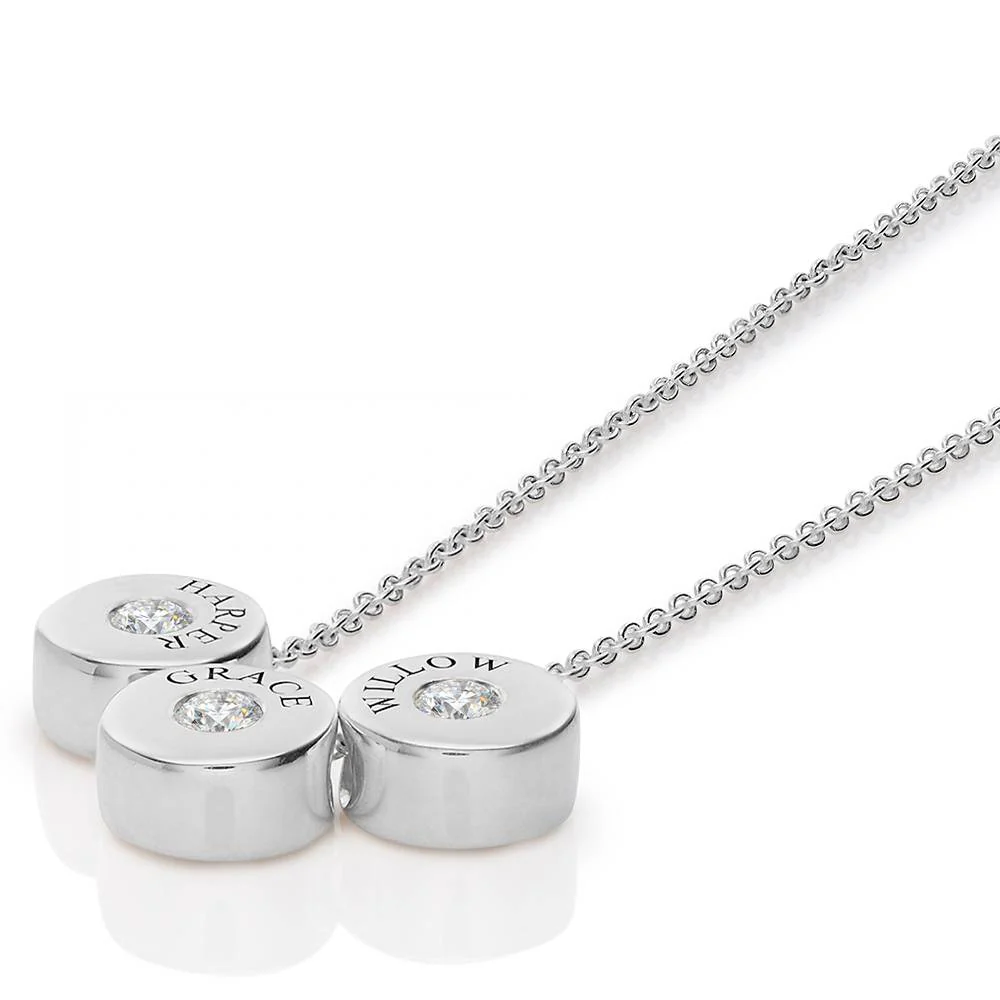 Nova Diamond Necklace with Engraved Names in Silver - Image 3