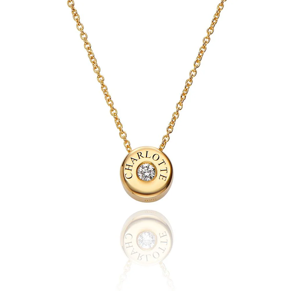 Nova Diamond Necklace with Engraved Names in Gold Plating