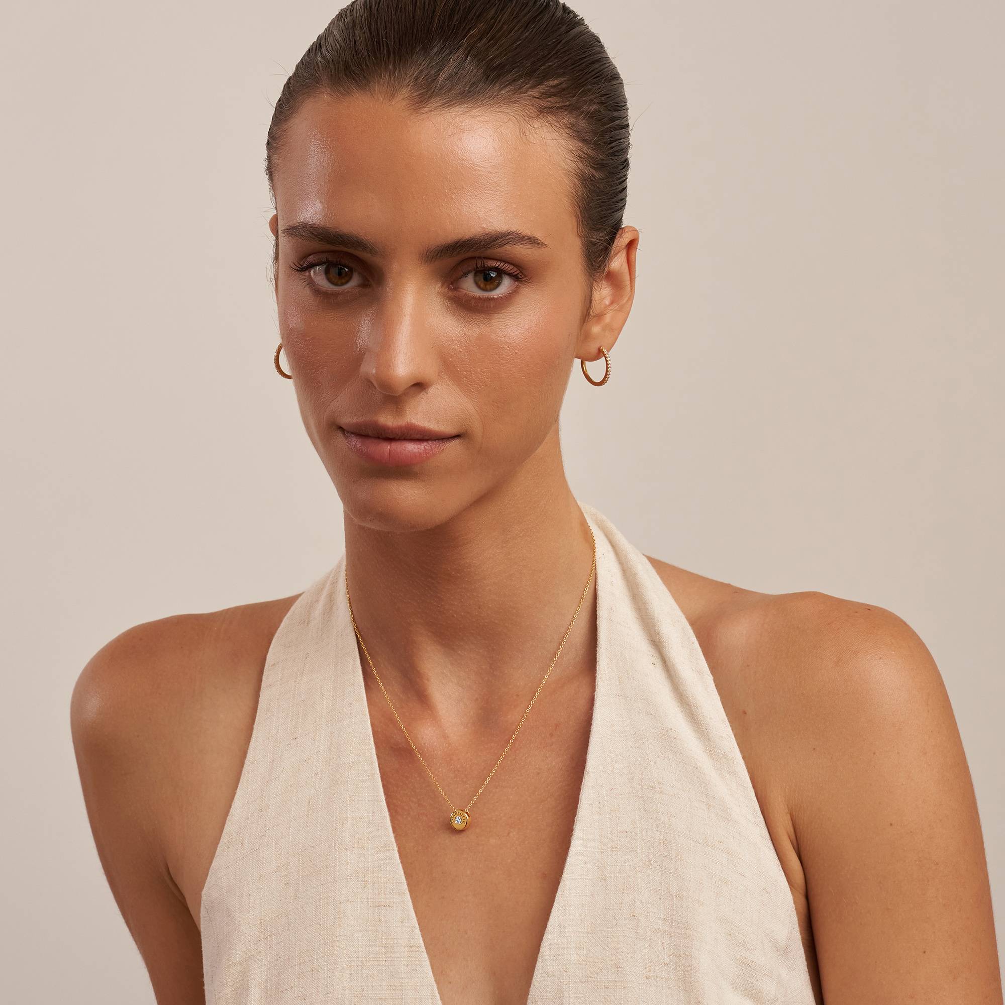 Nova Diamond Necklace with Engraved Names in Gold Plating - Image 2
