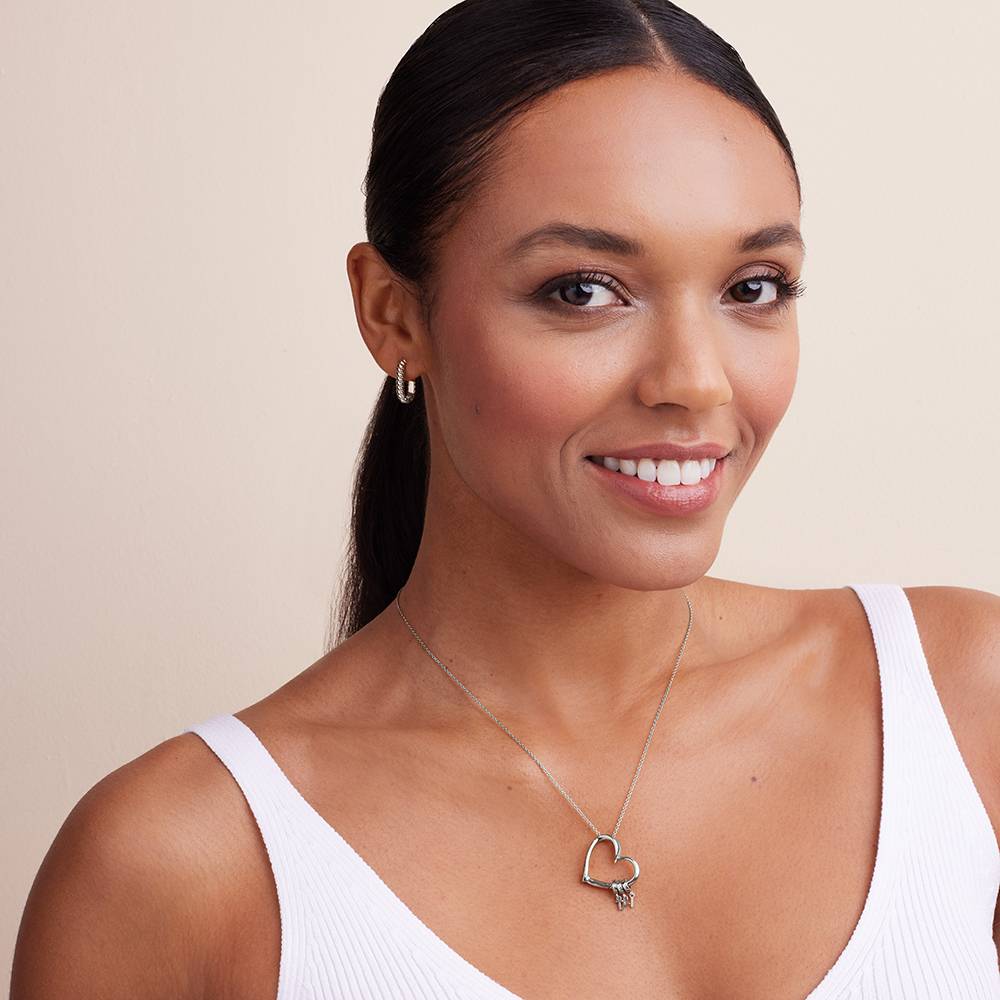 Delina Necklace with Drop Initials in Silver - Image 2