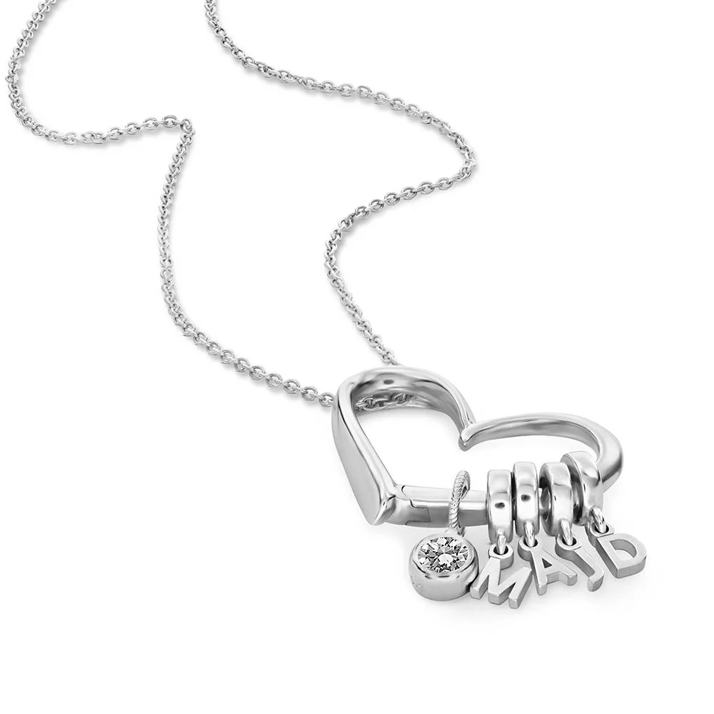 Delina Necklace with Drop Initials & 0.25CT Diamond in Silver - Image 4