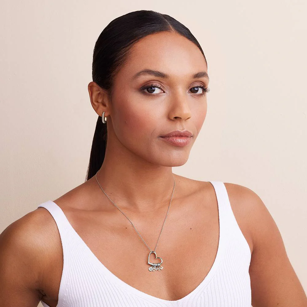 Delina Necklace with Drop Initials & 0.25CT Diamond in Silver - Image 5