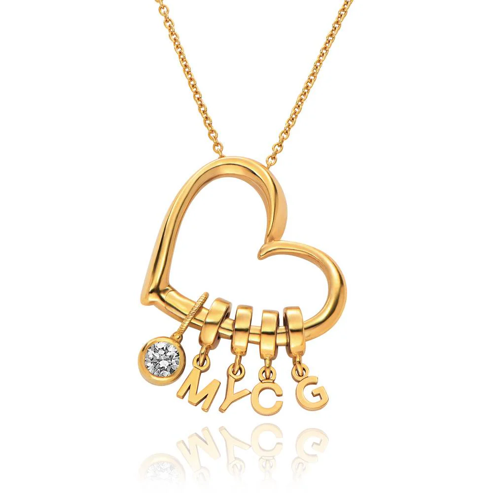 Delina Necklace with Drop Initials & 0.25CT Diamond in Gold Plating