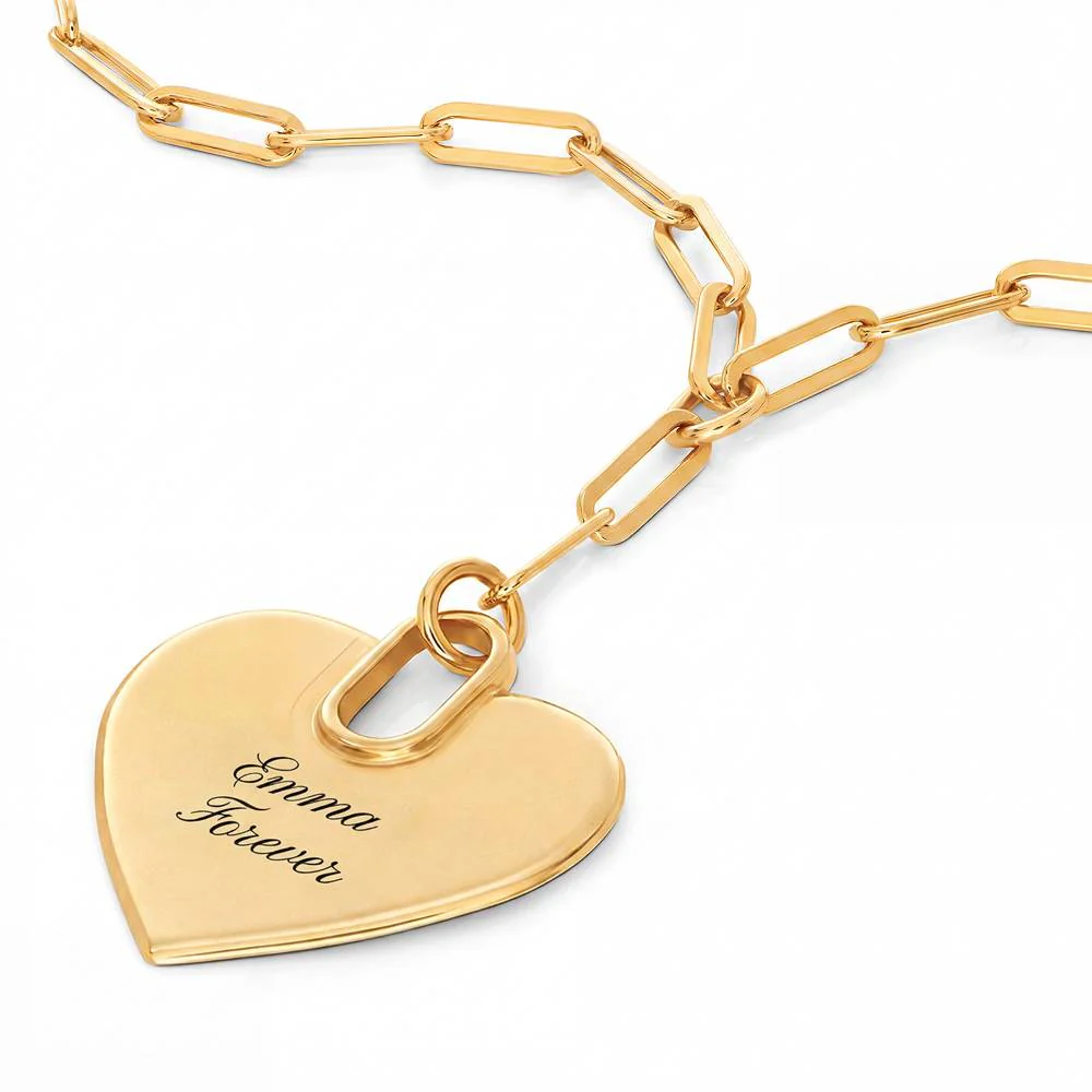 Written in Love Heart Paperclip  Necklace in Gold Plating - Image 2
