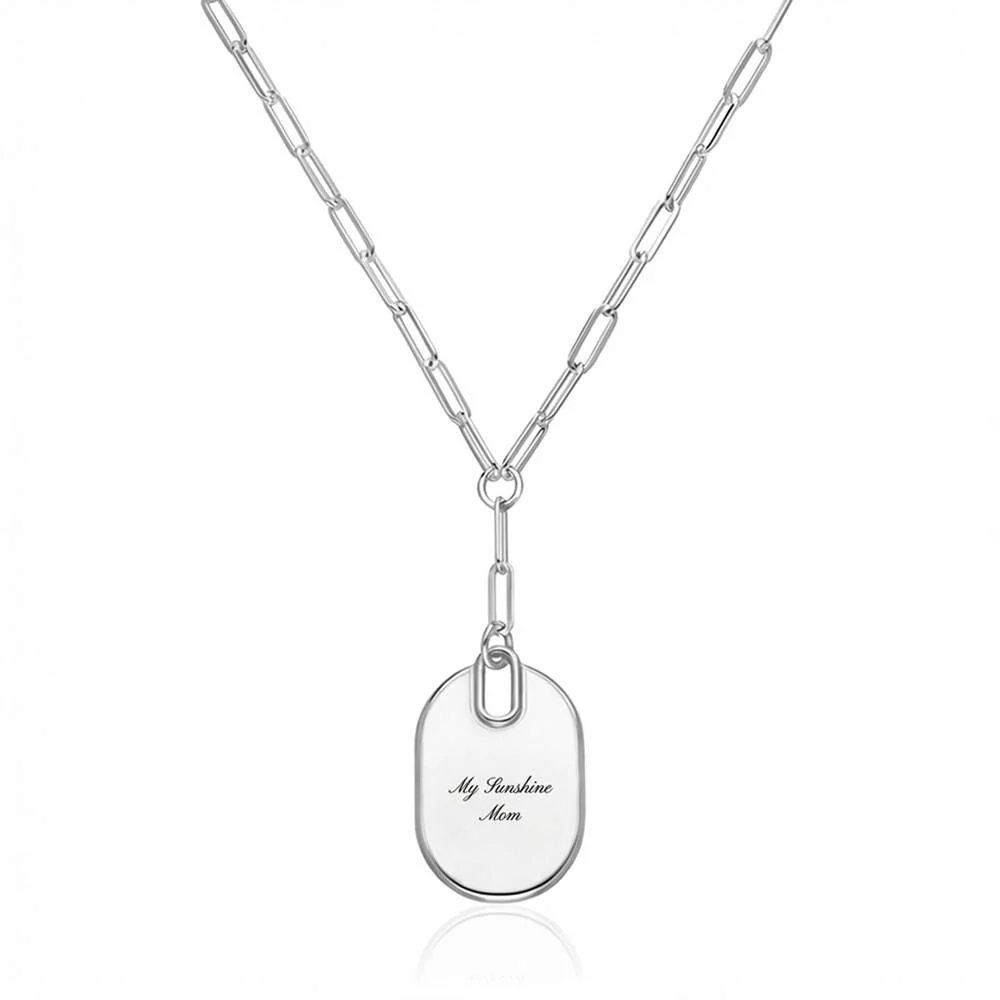 Written in Love Oval Paperclip Necklace in Silver