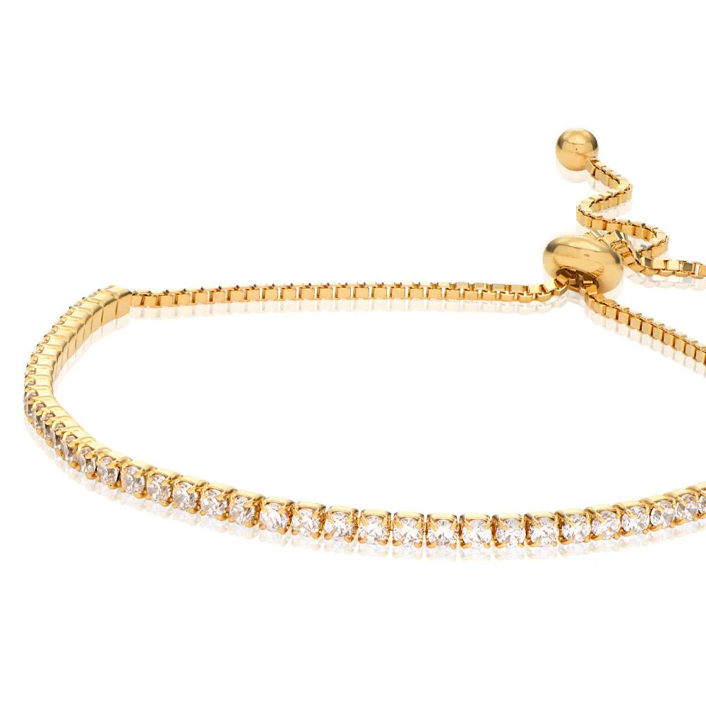 Holly Adjustable Tennis Bracelet with Cubic Zirconia in Gold Plating - Image 4