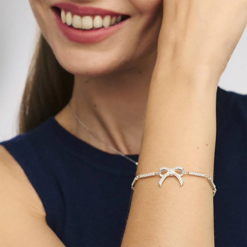Shine Bright Bow Bracelet in Silver - Image 5
