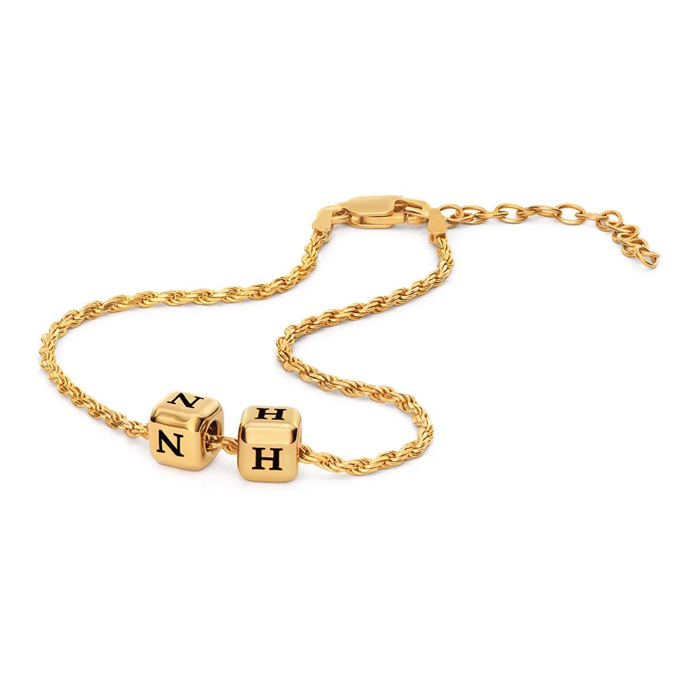Little Loves Initial Cube Bracelet in Gold Plating - Image 4