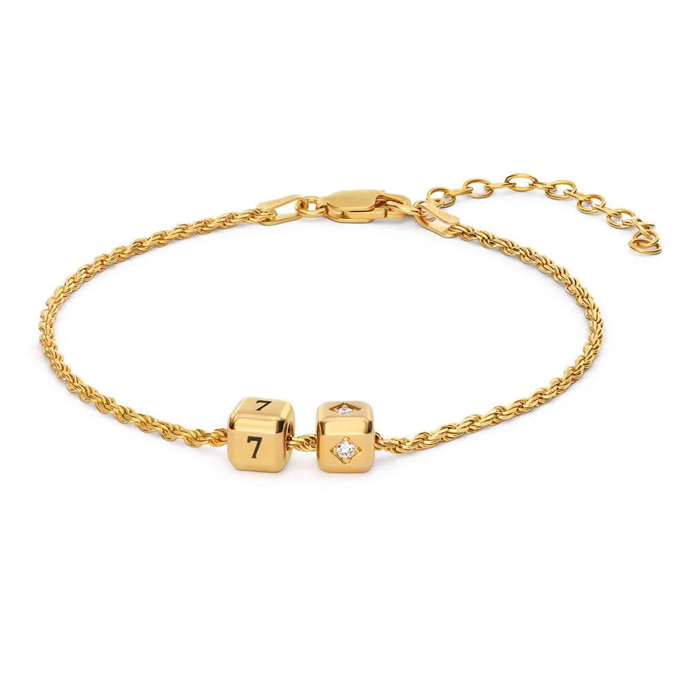 Little Loves Initial Cube Bracelet in Gold Plating with 0.08CT Diamond