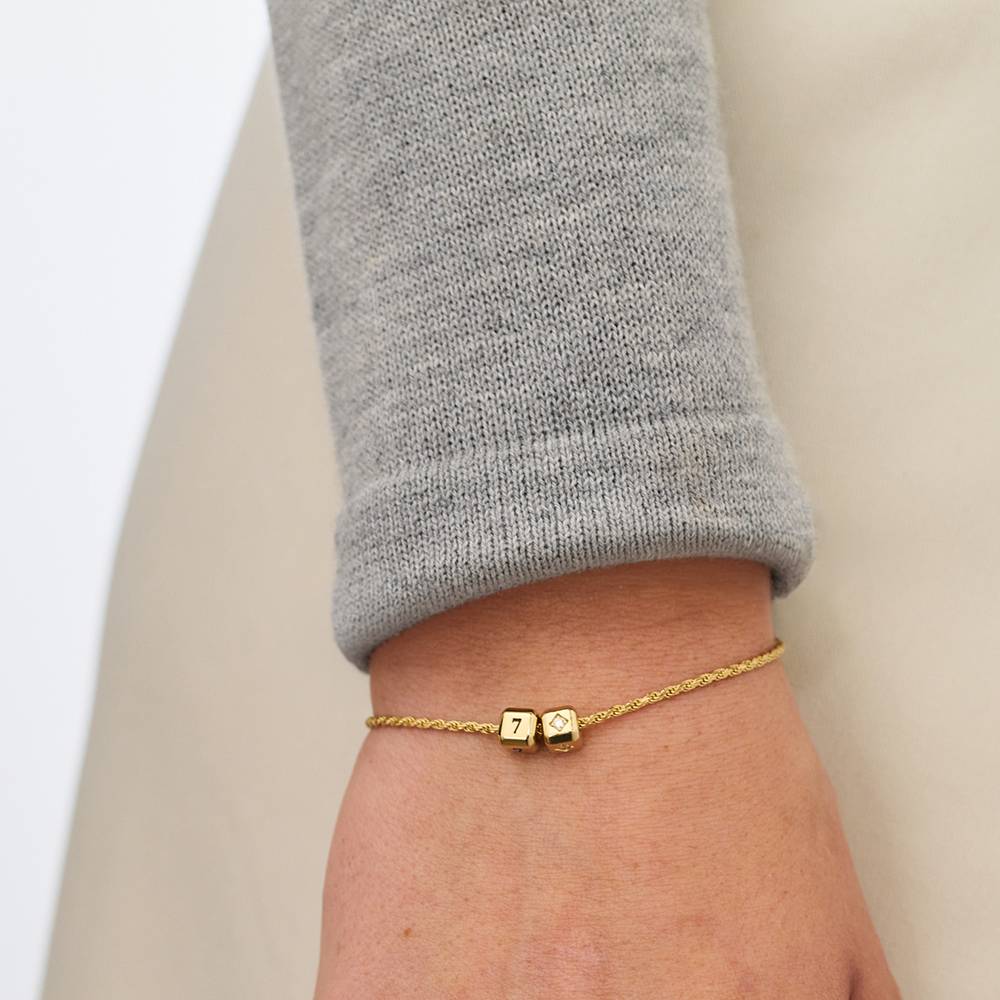 Little Loves Initial Cube Bracelet in Gold Plating with 0.08CT Diamond - Image 3