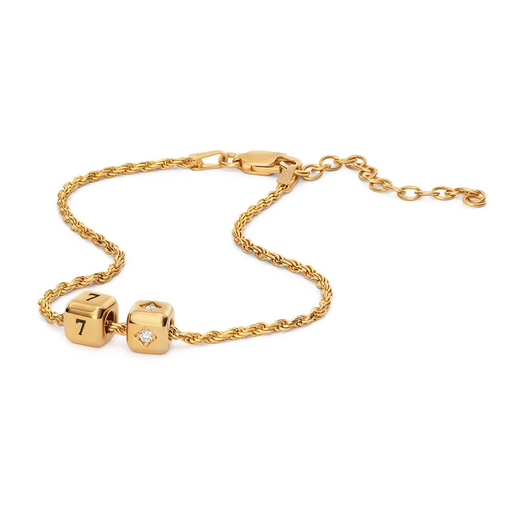 Little Loves Initial Cube Bracelet in Gold Plating with 0.08CT Diamond - Image 4