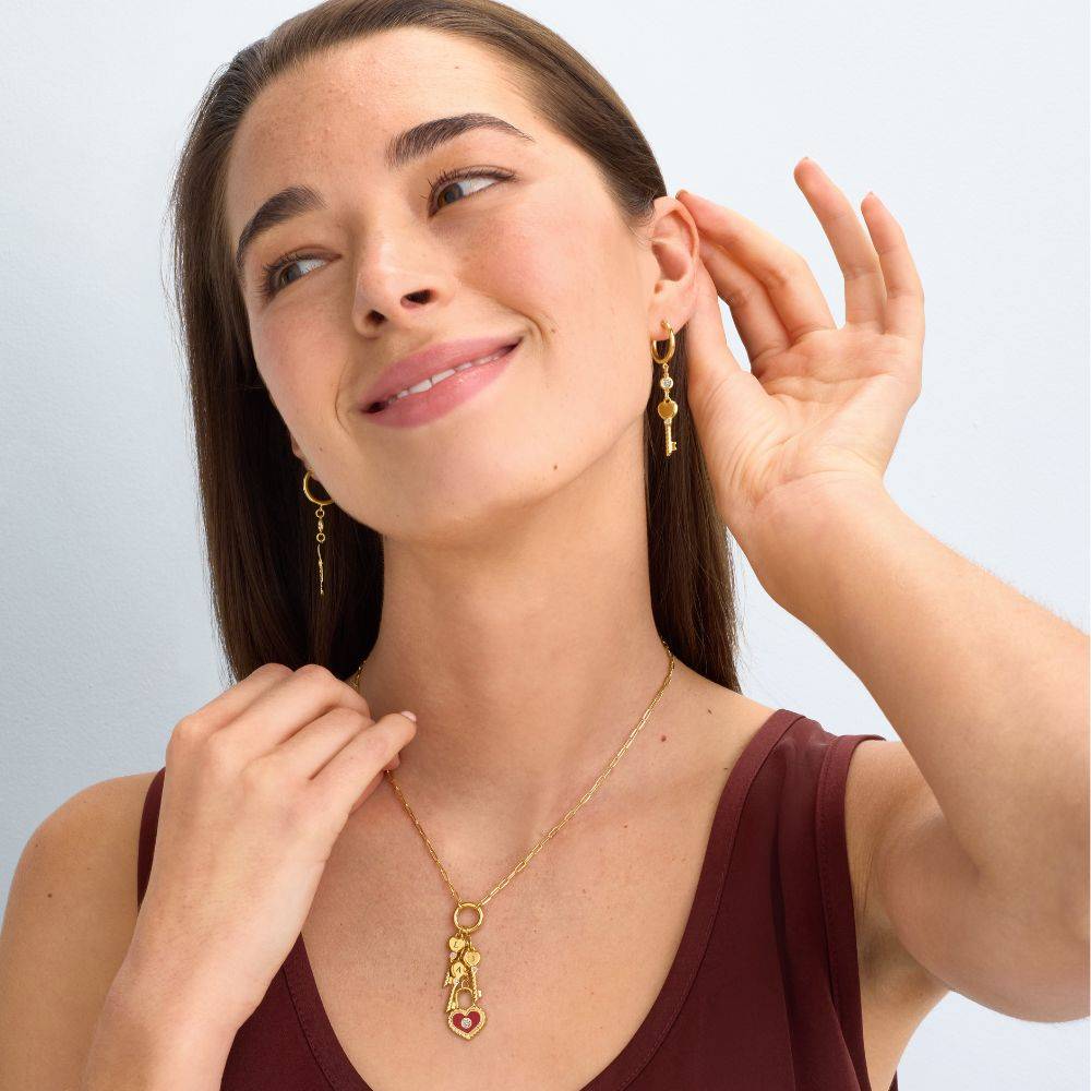 Key To My Heart Initial Diamond Necklace in Gold - Image 6