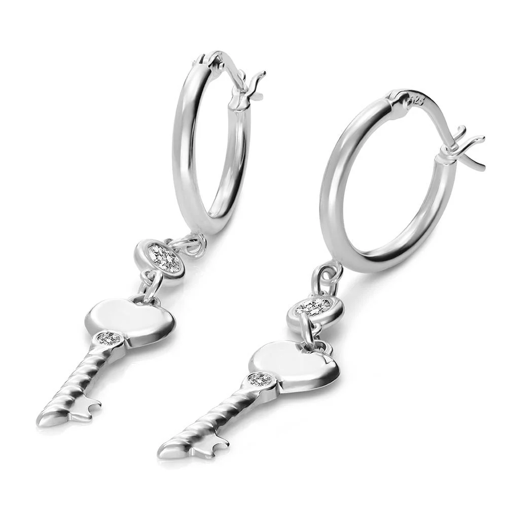 No Other Key Diamond Earrings in Silver - Image 3