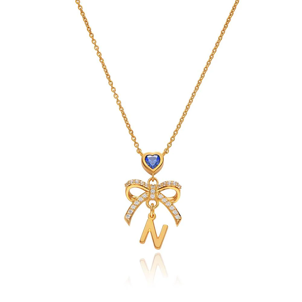 Bow Initial Necklace in Vermeil