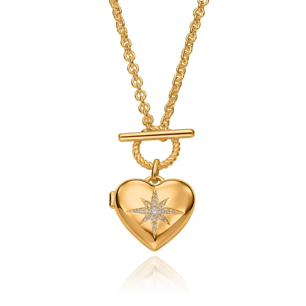Stella Heart Photo Locket in Gold Finish - Image Necklace