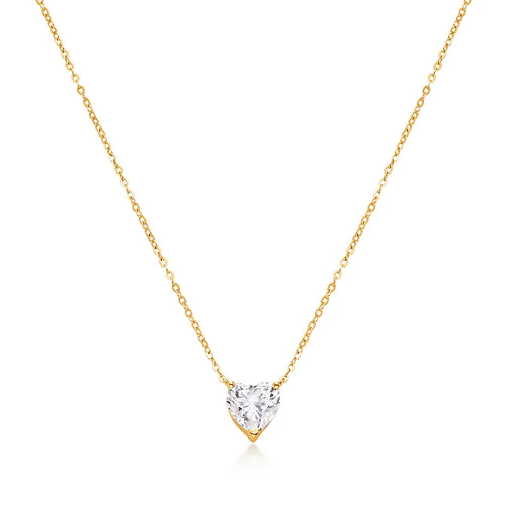 Classic Heart Necklace in Vermeil with Cubic Zirconia