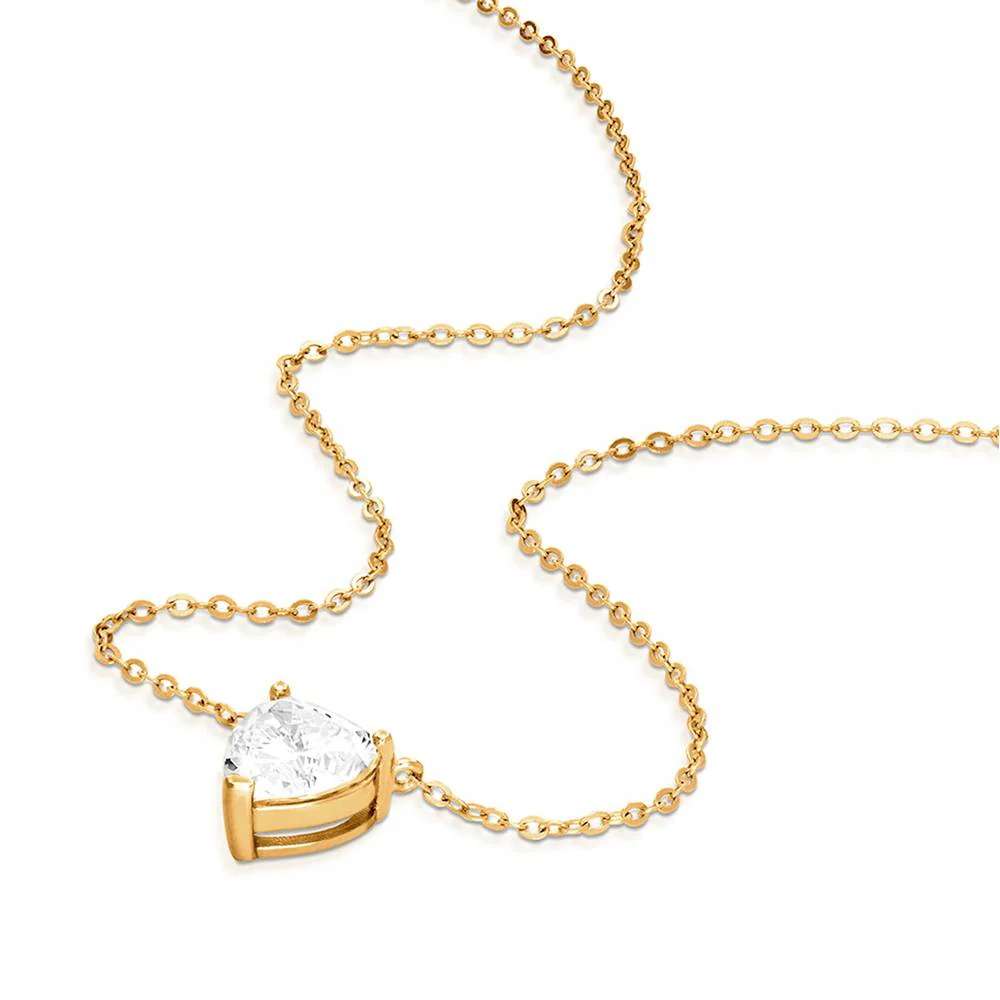 Classic Heart Necklace in Vermeil with Cubic Zirconia - Image 2