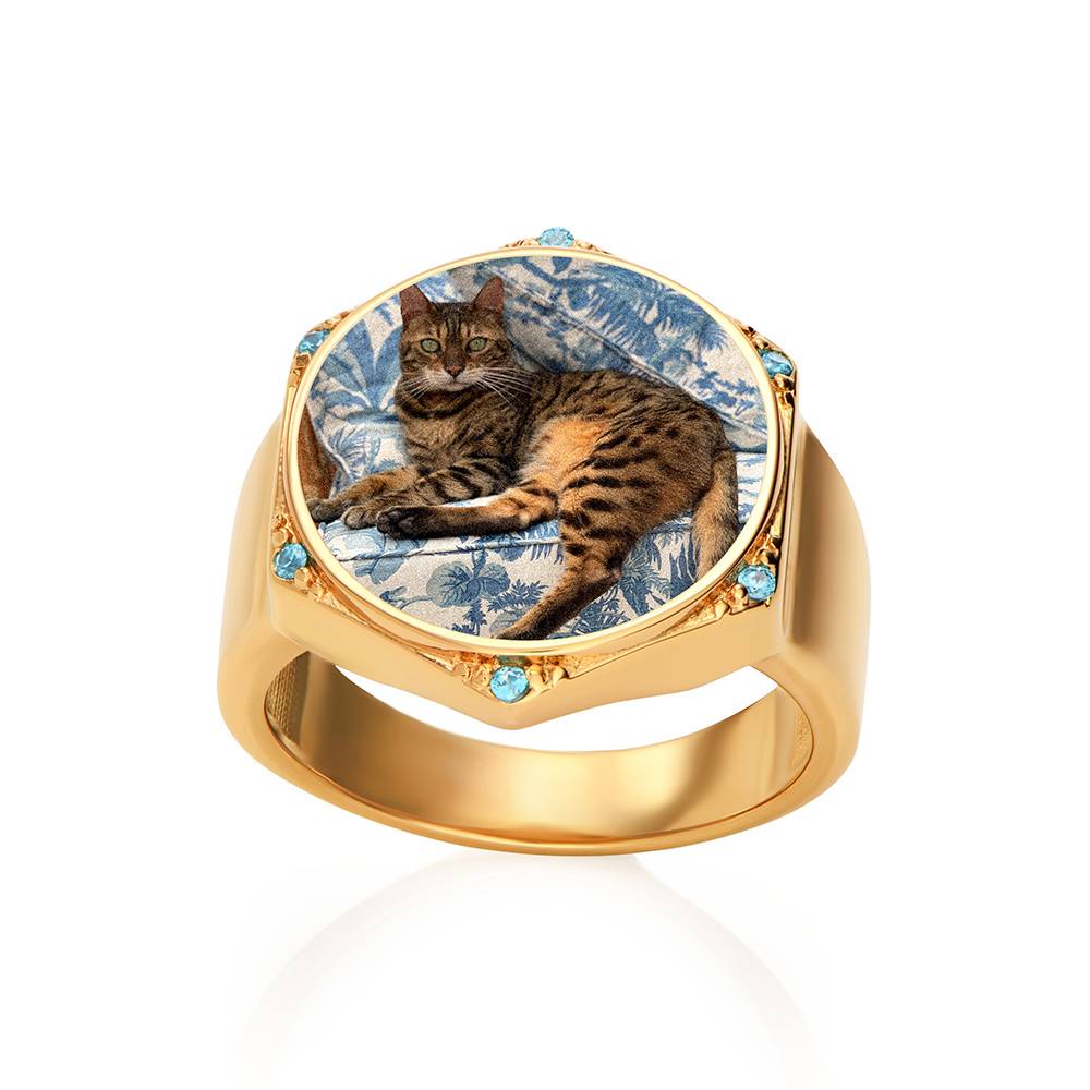 Hexagon Photo Ring in Gold Finish - Nicky Hilton Collection - Image ring - Image 3