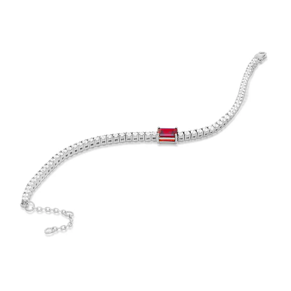 Infinite Radiance Ruby Emerald Cut Tennis Bracelet in Silver - Image 2