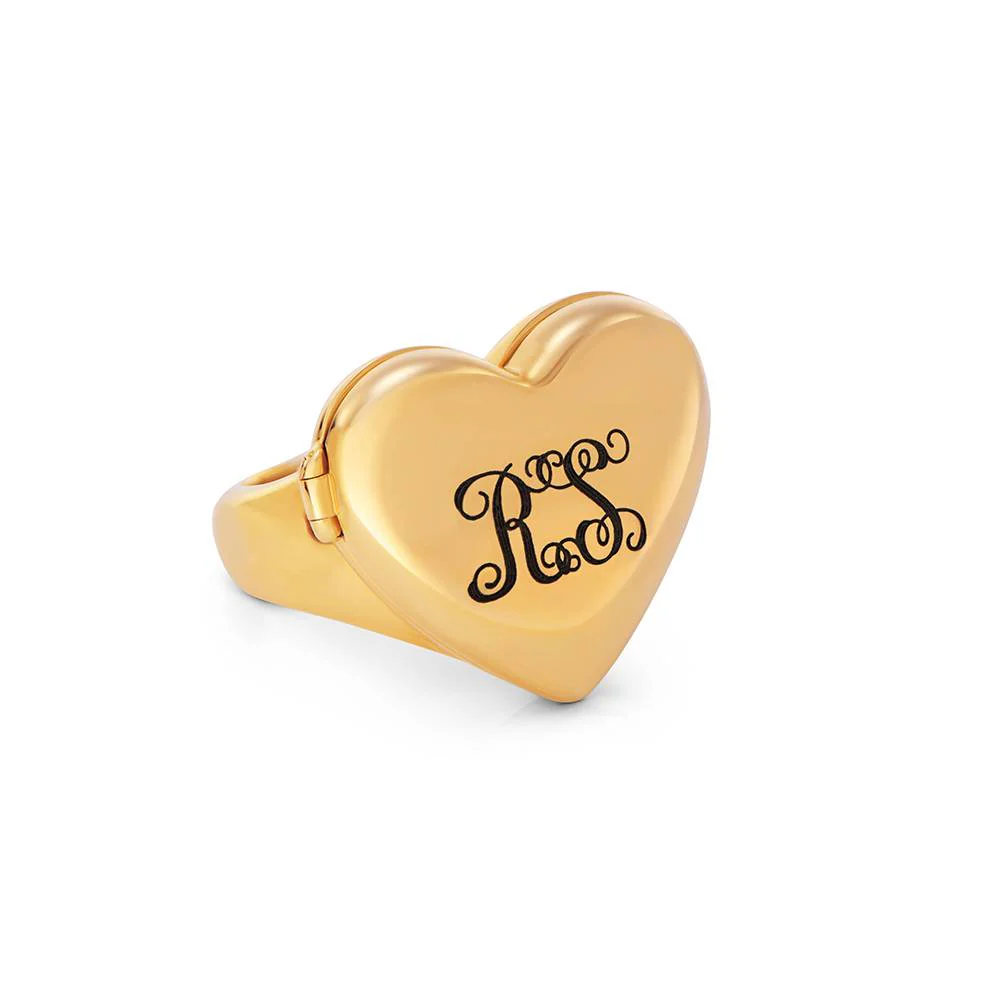 Always in My Heart  Photo Monogram Ring in Gold Finish - Image ring