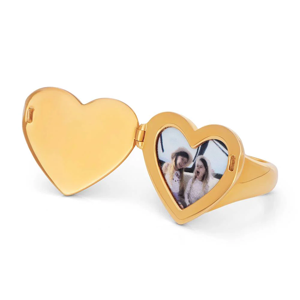 Always in My Heart  Photo Monogram Ring in Gold Finish - Image ring - Image 4
