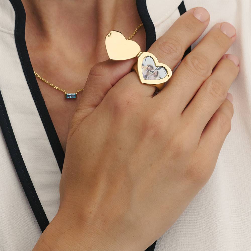 Always in My Heart  Photo Monogram Ring in Gold Finish - Image ring - Image 5