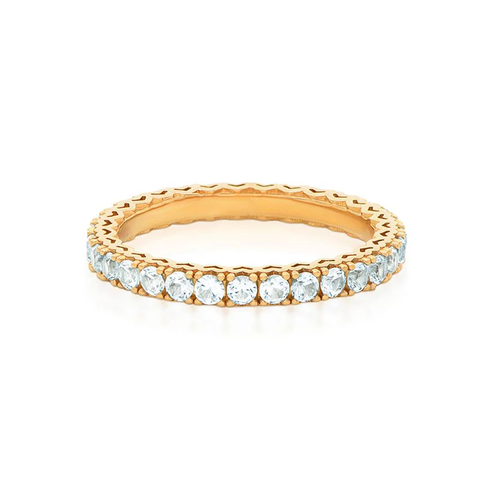 Eternal Shine Tennis Ring in Vermeil with Light Blue Cubic Zirconia