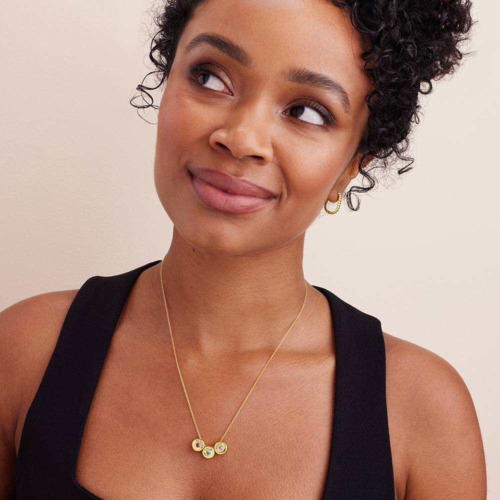 Nova Birthstone Necklace with Engraved Names in 18K Gold Vermeil - Image 5