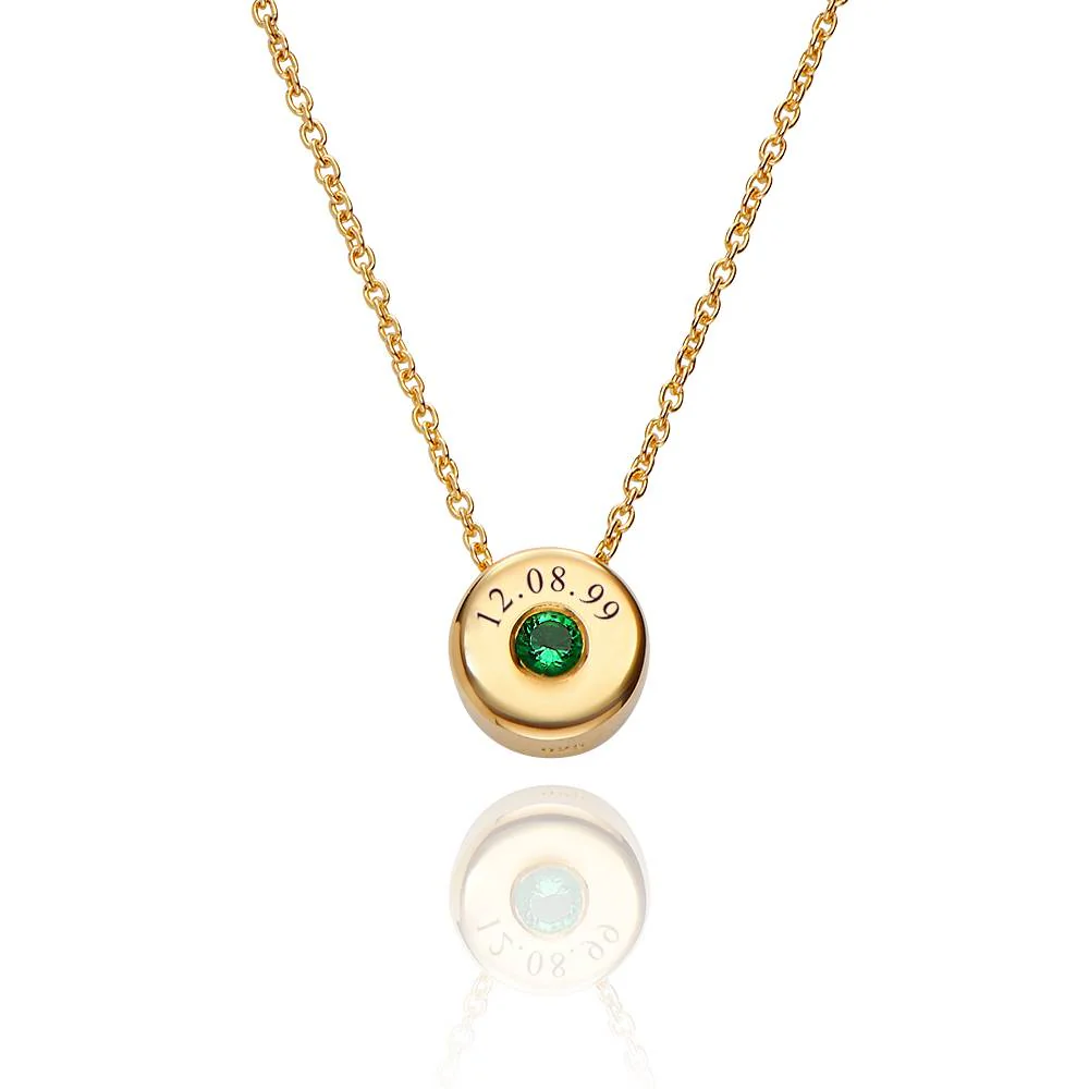 Nova Birthstone Necklace with Engraved Names in 18K Gold Vermeil - Image 6