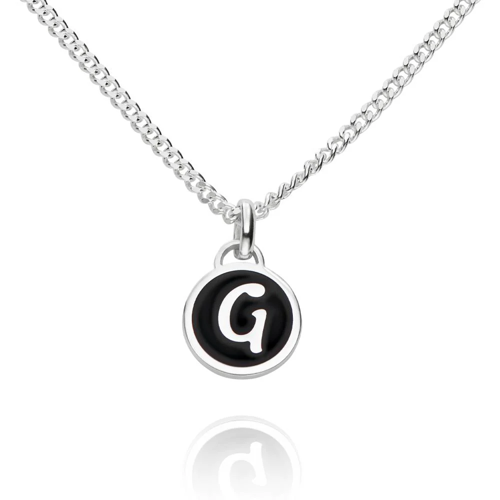 Personalized Token Enamel Necklace in Sterling Silver