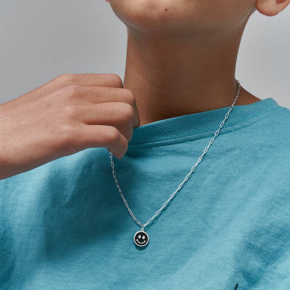 Happy Enamel Pendant Necklace in Sterling Silver - Image 3